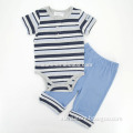 concise style comfortable pure color special stripe 2 piece infant wear